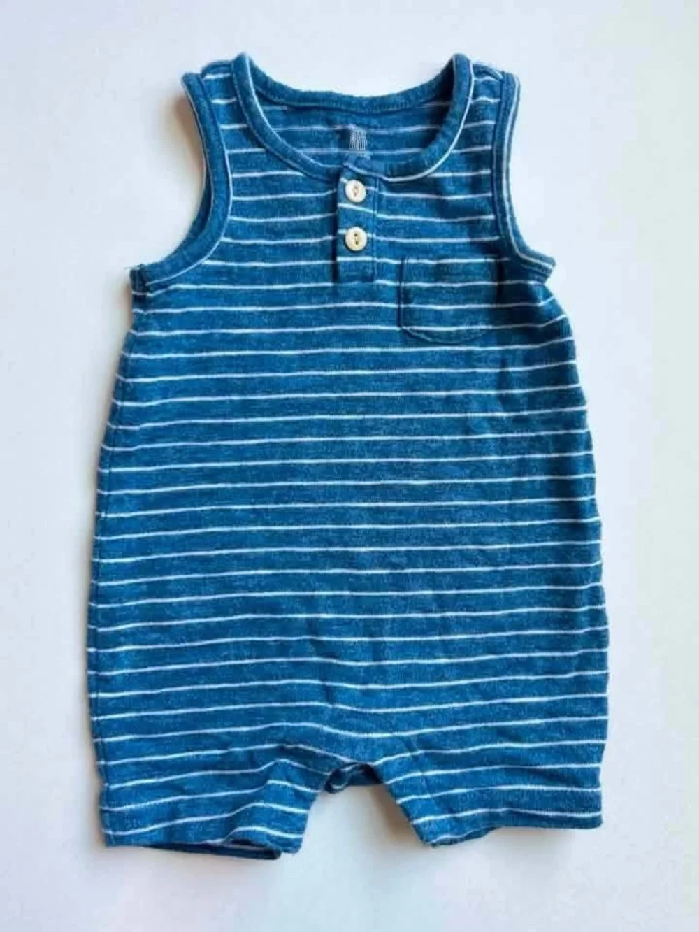 GAP Blue and White Striped Sleeveless Baby Romper